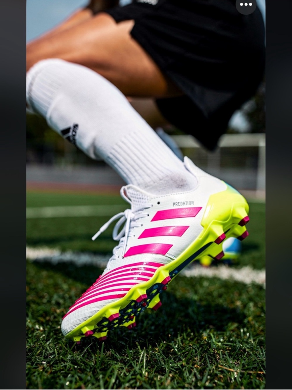 adidas women’s Predator Soccer Cleats — White / Pink / Neon Yellow